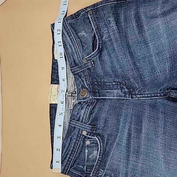 Dylan George "Alexandra" Flare Jeans Size 26 Distressed Low Rise, Med-Dark Wash - Picture 3 of 13